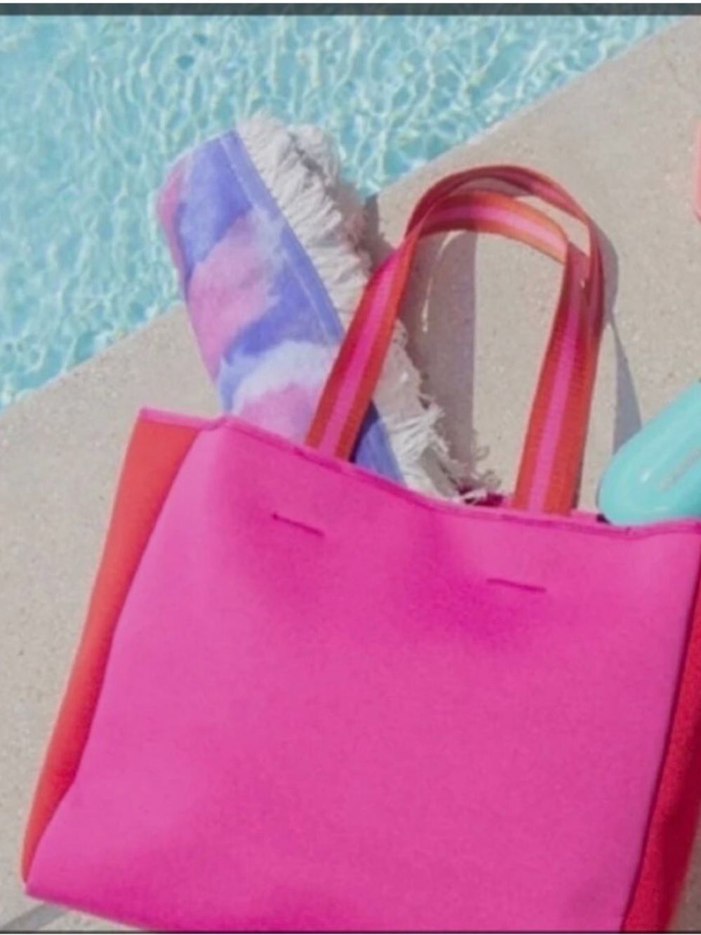 summersalt Red Tote Interior with Pink Logo Patch